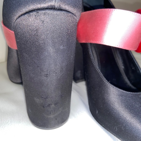 PRADA Black Oversized-button Satin Mary-Jane Pumps Size 40 - Picture 2 of 3